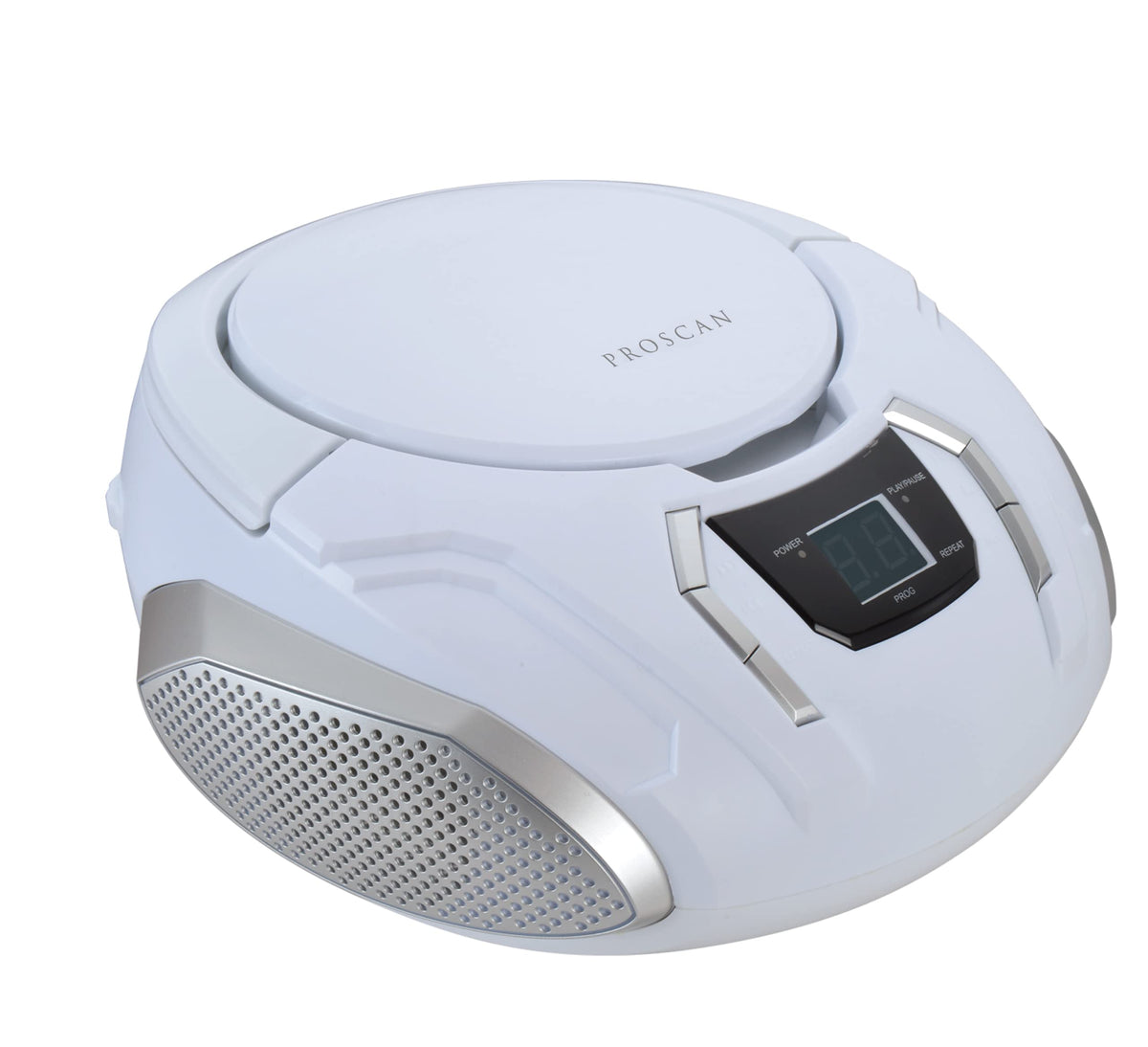 Curtis Proscan Elite portable CD Boombox with top-loading CD player for on-the-go listening.