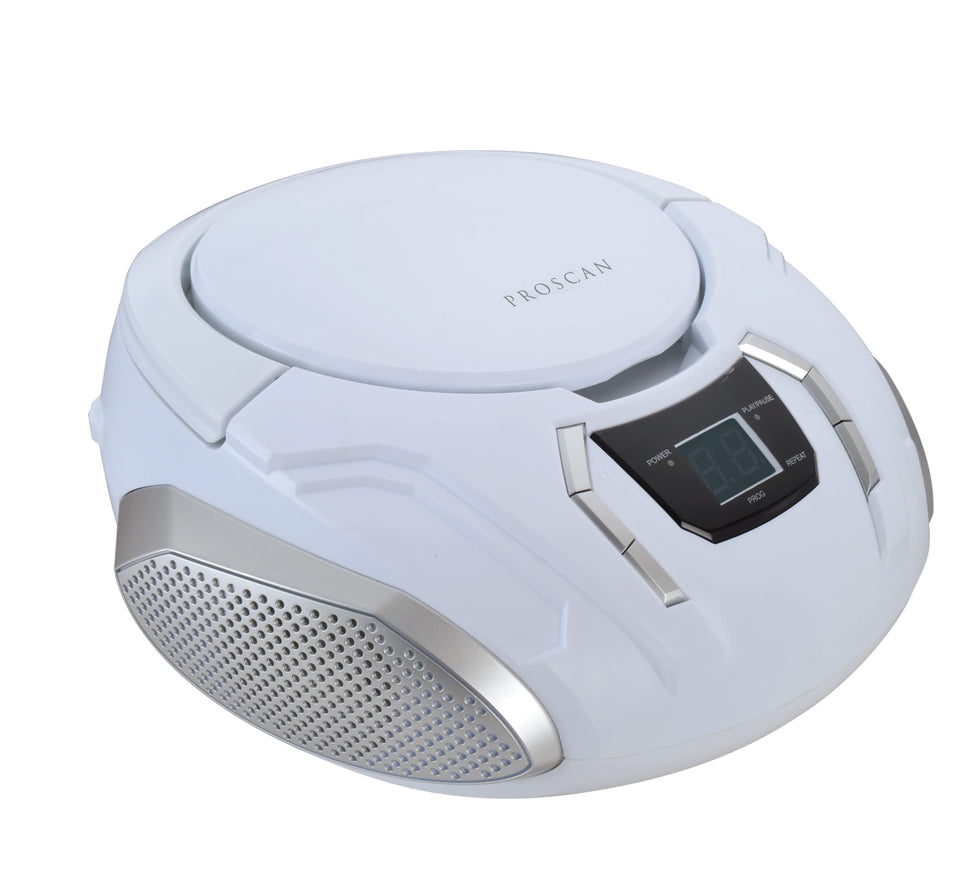 Curtis Proscan Elite portable CD Boombox with top-loading CD player for on-the-go listening.