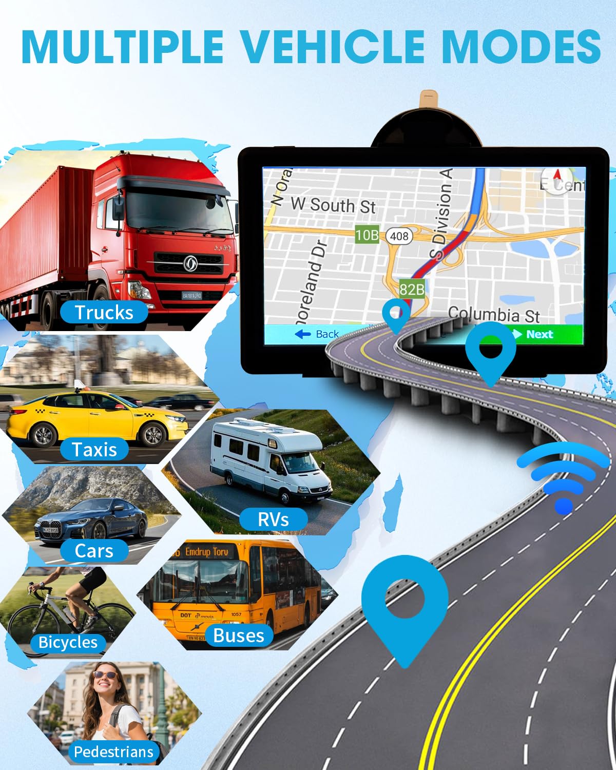 Cutebe GPS Navigator built-in entertainment features for long trips.