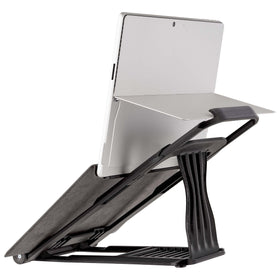 CUTTING EDGE INDUSTRIES Super SurfaceStand folded for travel, portable ergonomic support on the go.
