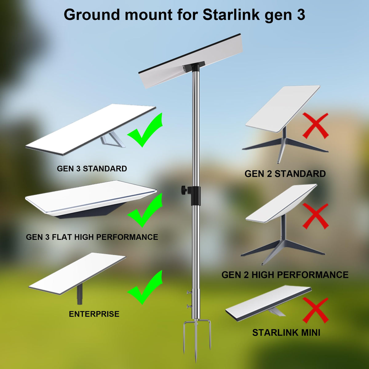 CUUTHOO Starlink Gen 3 pole mount 360° rotation enables precise signal alignment.