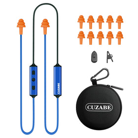 Cuzabe front packaging showing earbuds and benefits for jobsite safety