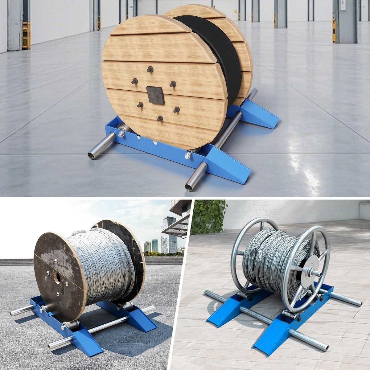 CWTRLPC Cable Drum Roller diameter-adjustment reveals versatile compatibility.