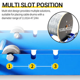CWTRLPC Cable Drum Roller reel-setup demonstrates easy reel mounting and adjustment.
