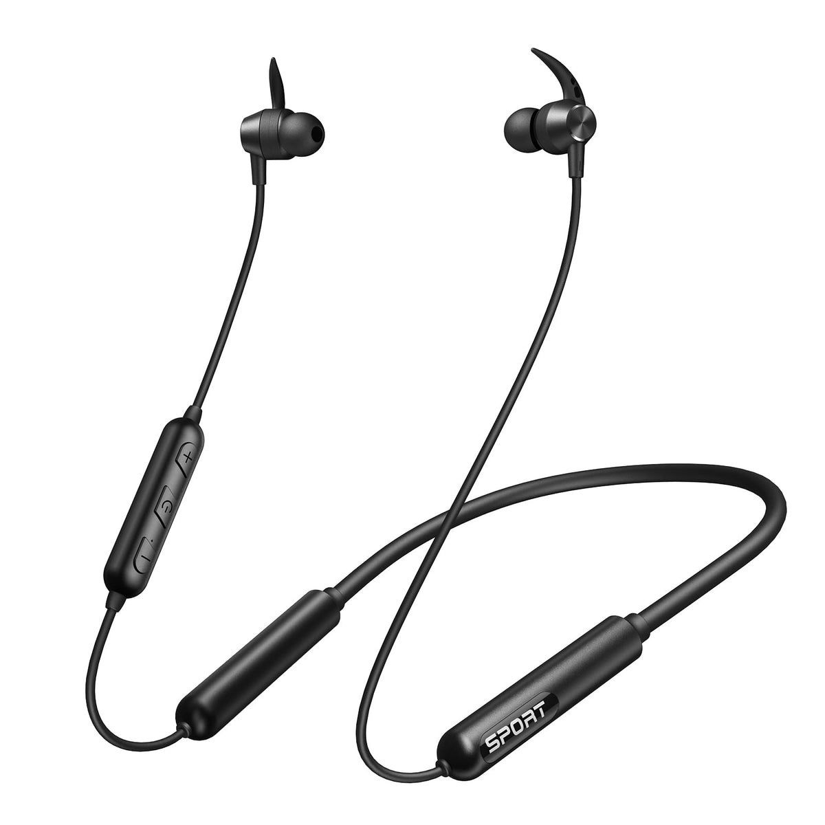 CXK front view of neckband headphones showing sleek profile and long playtime benefit