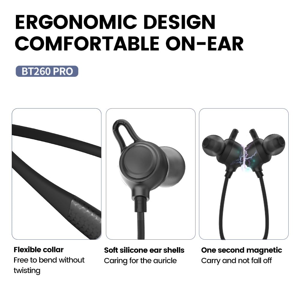 CXPSUE neckband headset side-worn, secure fit during commutes and workouts.