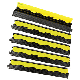 CXRCY 2-channel cable protector ramp with flip-top lid protects cords on driveways.