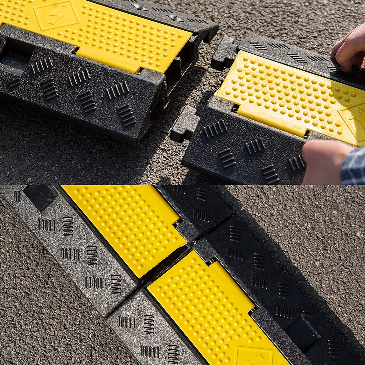 CXRCY yellow-black safety ramp improves visibility for pedestrians and drivers.