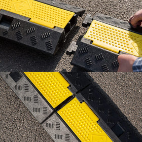 CXRCY yellow-black safety ramp improves visibility for pedestrians and drivers.