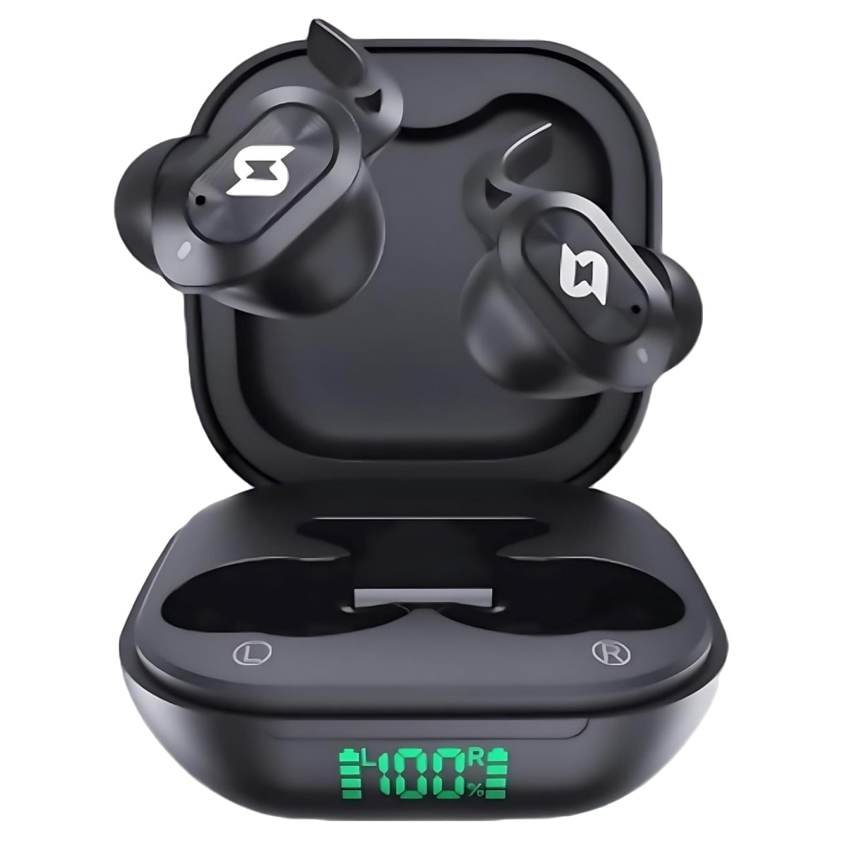CYBERDOT earbuds case with wireless charging status display for quick power checks