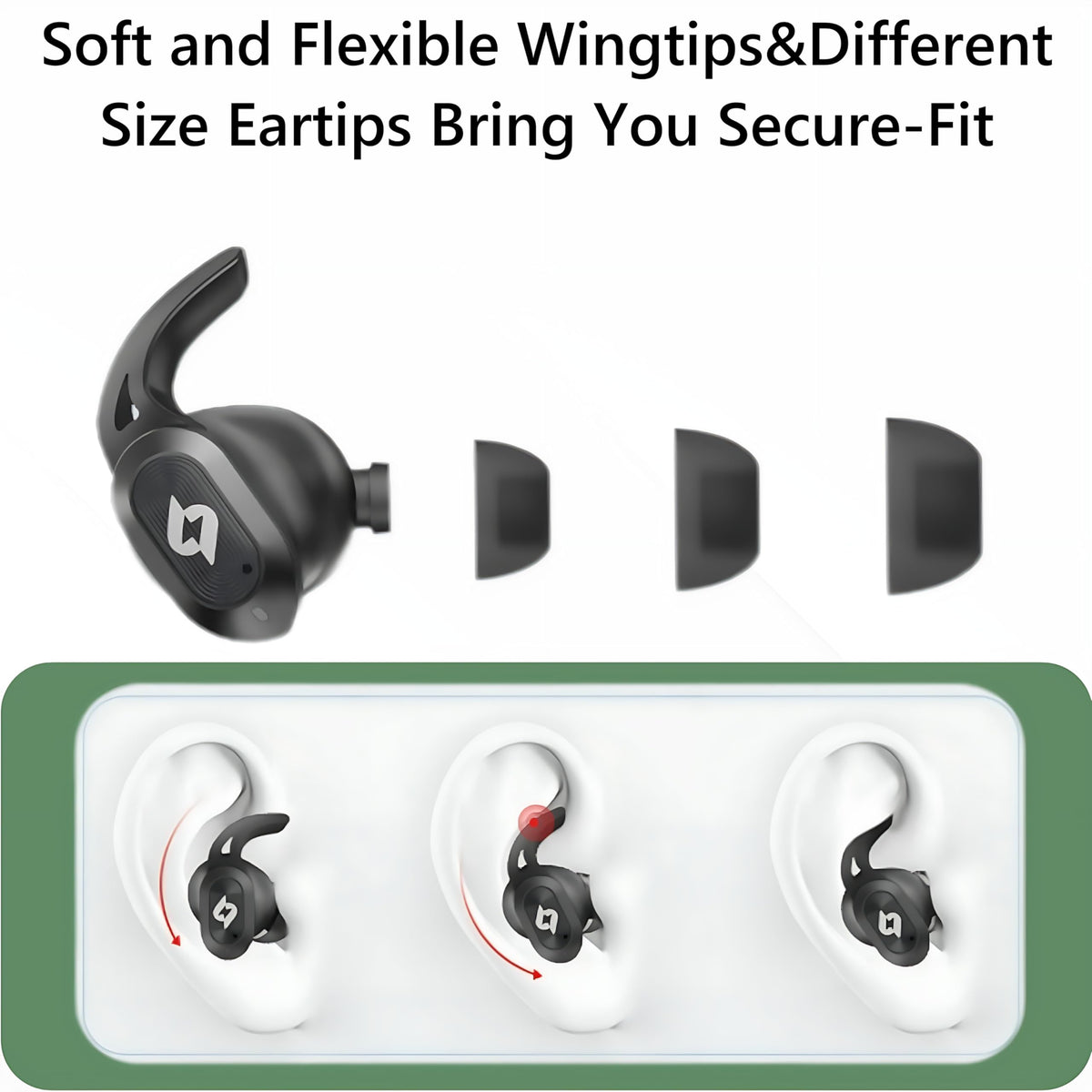 CYBERDOT earbuds showing LED display for easy battery monitoring on the go