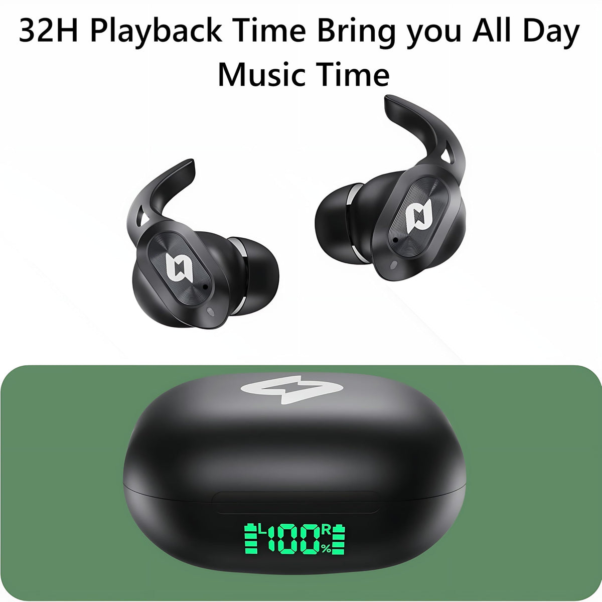 CYBERDOT earbuds with soft wingtip fit for secure, comfortable wear during workouts