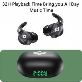 CYBERDOT earbuds with soft wingtip fit for secure, comfortable wear during workouts