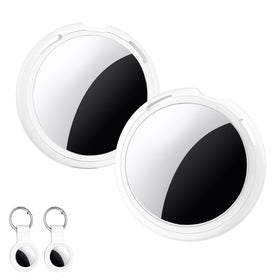 CYBERDOT tracker tags close-up with keyring showing compact everyday use