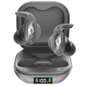 CYBERDOT wireless earbuds in compact charging case with LED power display for quick checks