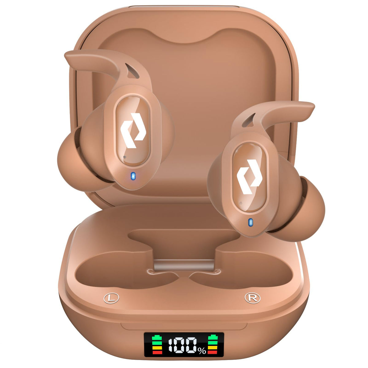 CYBERDOT wireless earbuds in a compact case with LED display for easy power checks.