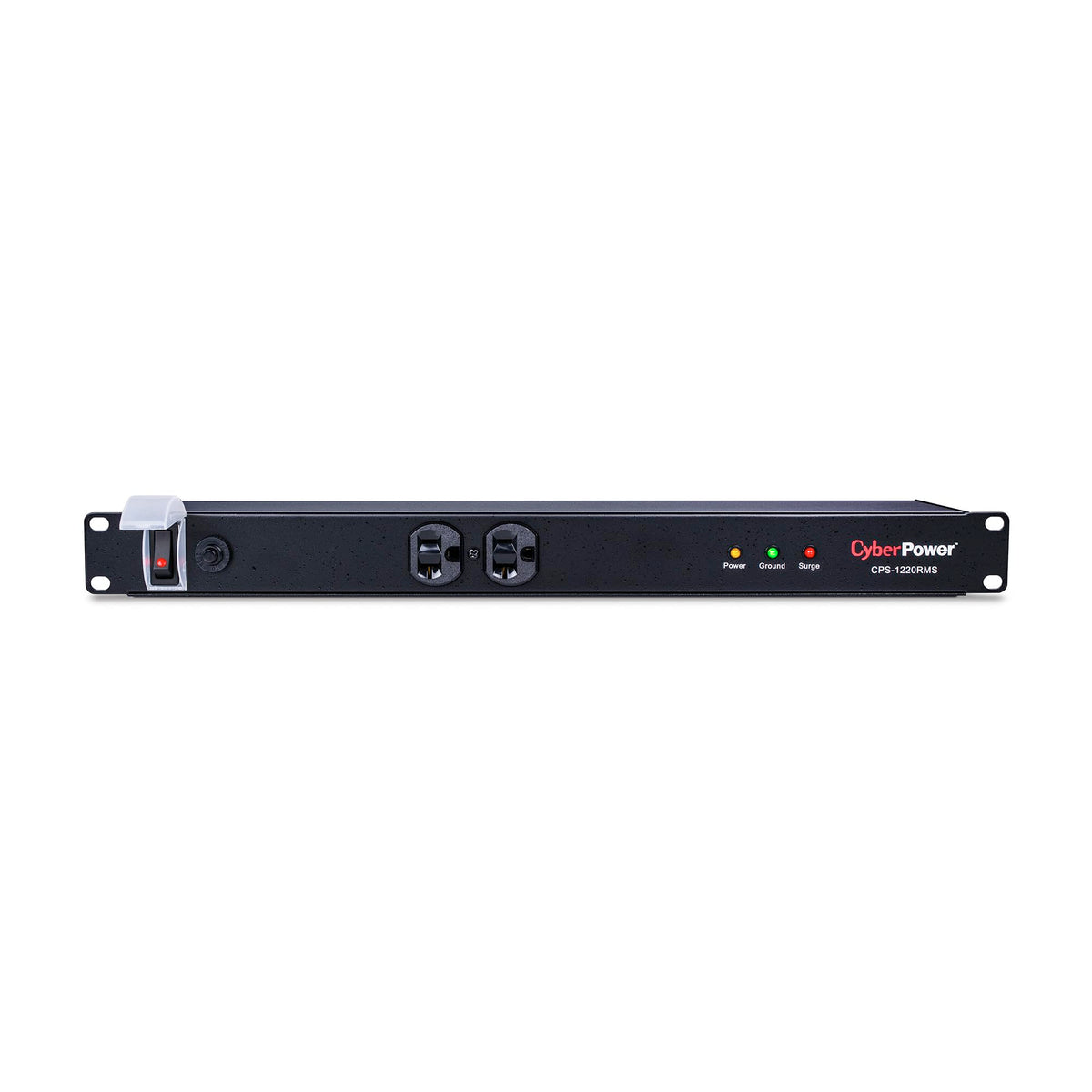 CyberPower CPS1220RMS front view; guards essential gear against surges.
