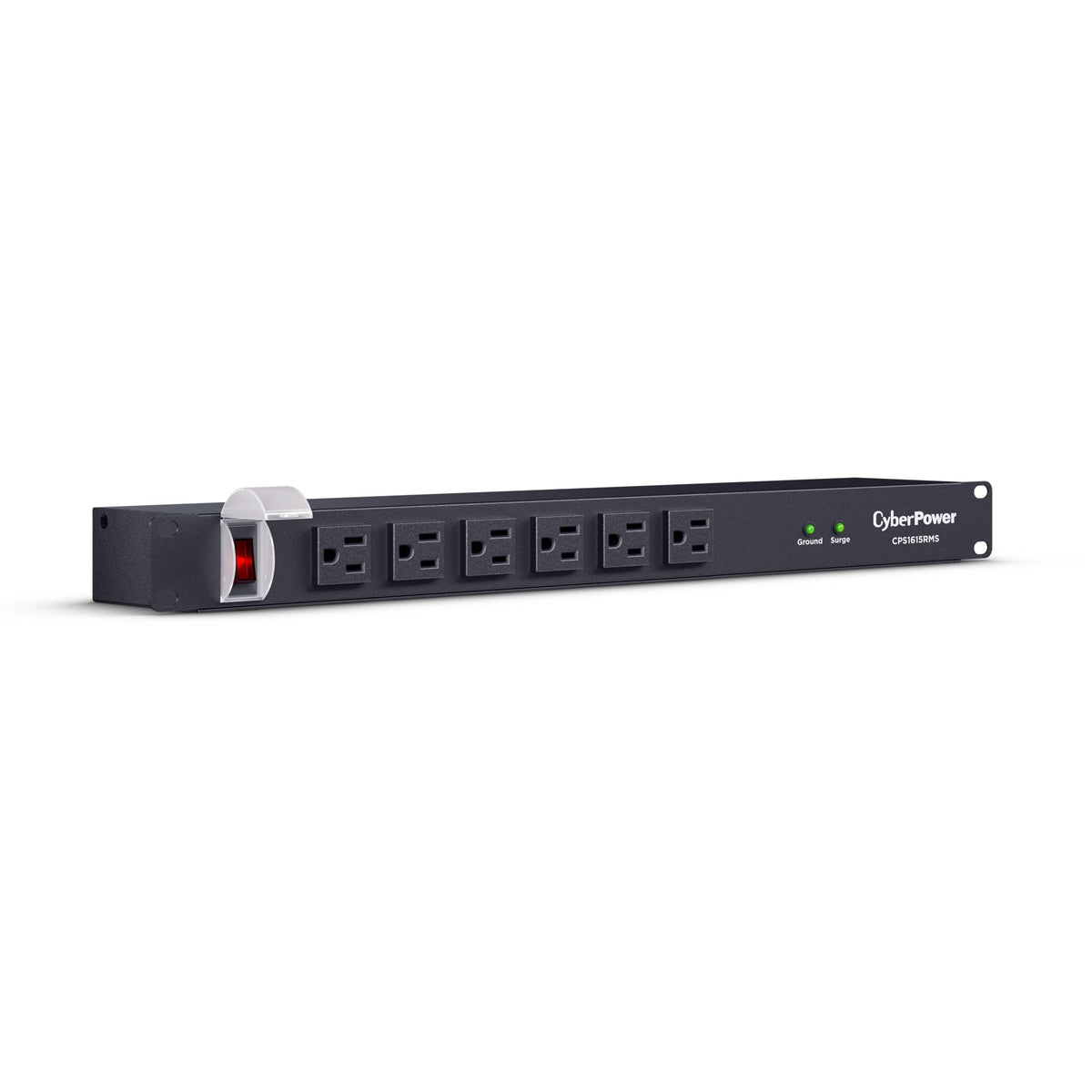 CyberPower front panel showing six front outlets and clean cable access benefit