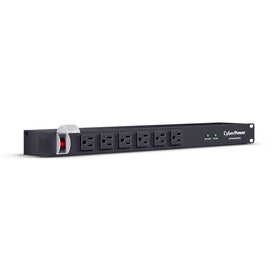CyberPower front panel showing six front outlets and clean cable access benefit