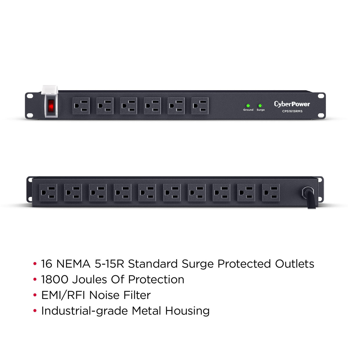 CyberPower side profile in 1U rack form factor showing compact mount benefit