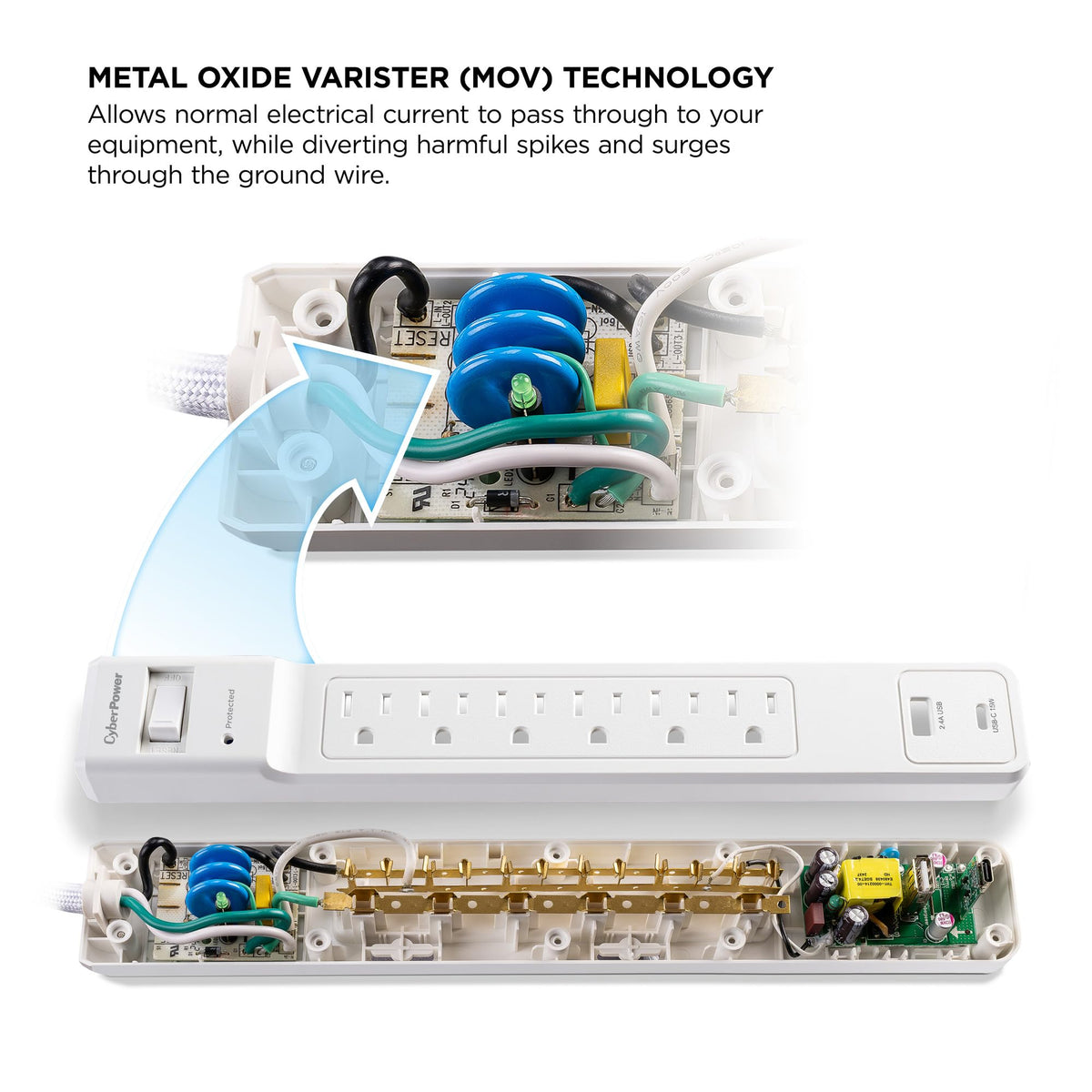 CyberPower mounted under a desk using keyhole slots to save space and stay organized