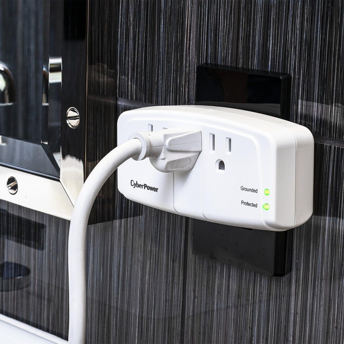 CyberPower CSB300W scale next to smartphone showing compact size and easy placement benefit