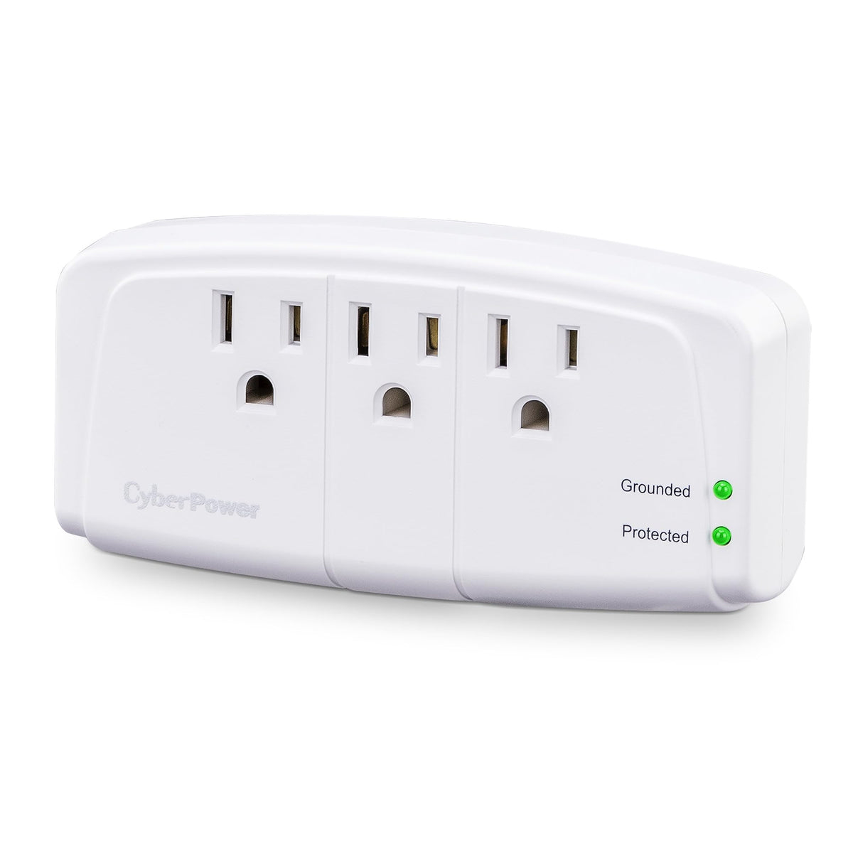CyberPower CSB300W side profile plug demonstrating direct wall connection and tidy installation