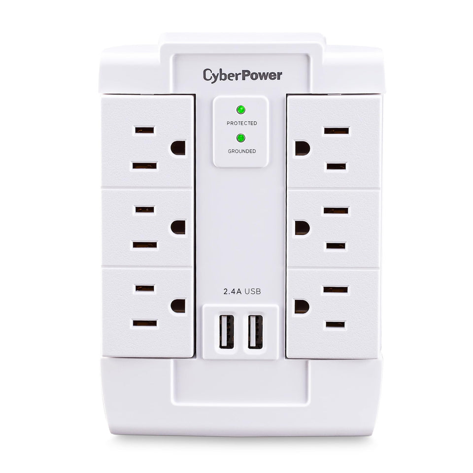 CyberPower CSP600WSURC2 wall-tap design protecting devices with compact surge protection for easy placement