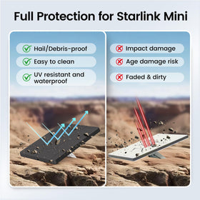 CYBERSTATION Starlink Mini Cover withstands rugged outdoor use for camping or travel.