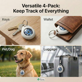 CYBUDS clipped to a luggage zipper showing secure travel use and global tracking support