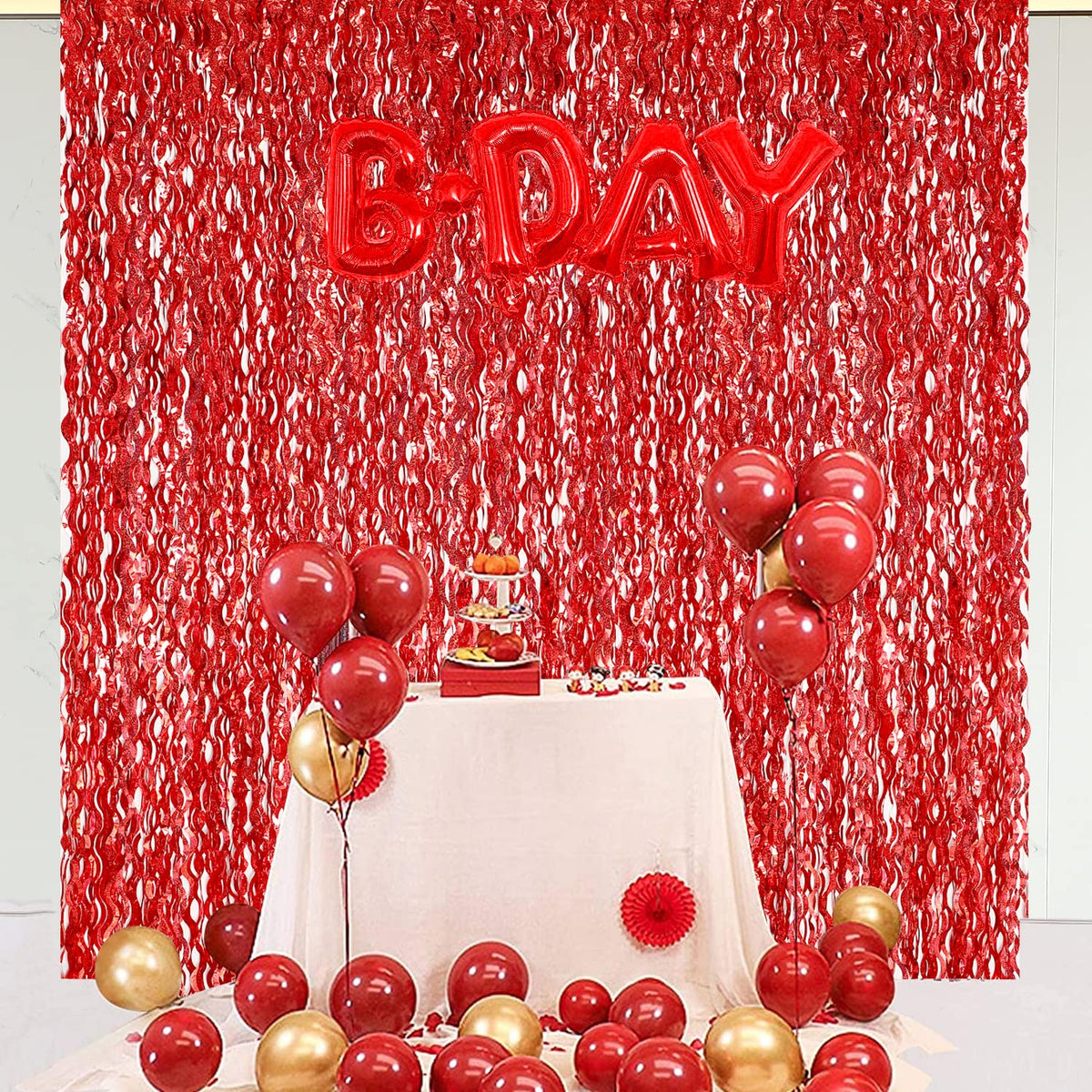 CYLMFC packaging includes three red foil curtains for versatile decor options