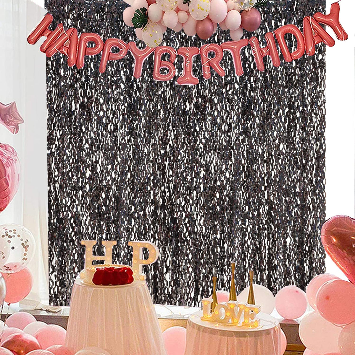 CYLMFC black foil curtain placement ideal for Halloween party setups.
