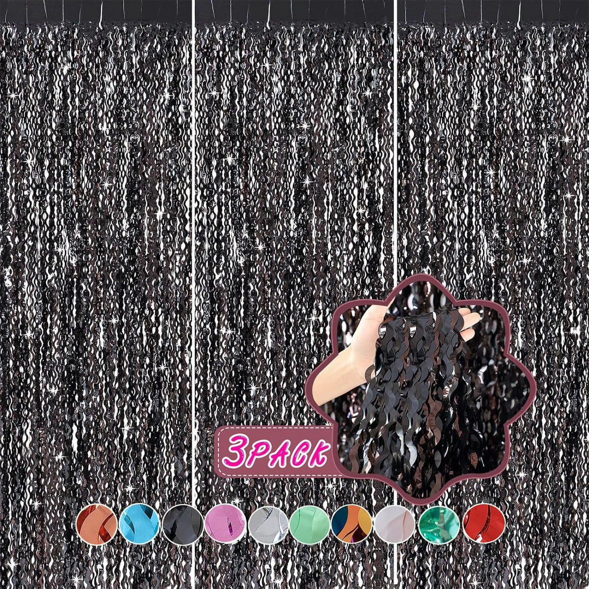 CYLMFC black glitter foil backdrop adds shimmering texture to events