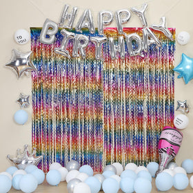 CYLMFC festive foil curtain decor suitable for photos, stages, and occasions