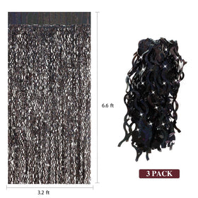 CYLMFC foil curtain on wall setup adds instant party ambiance for photos.