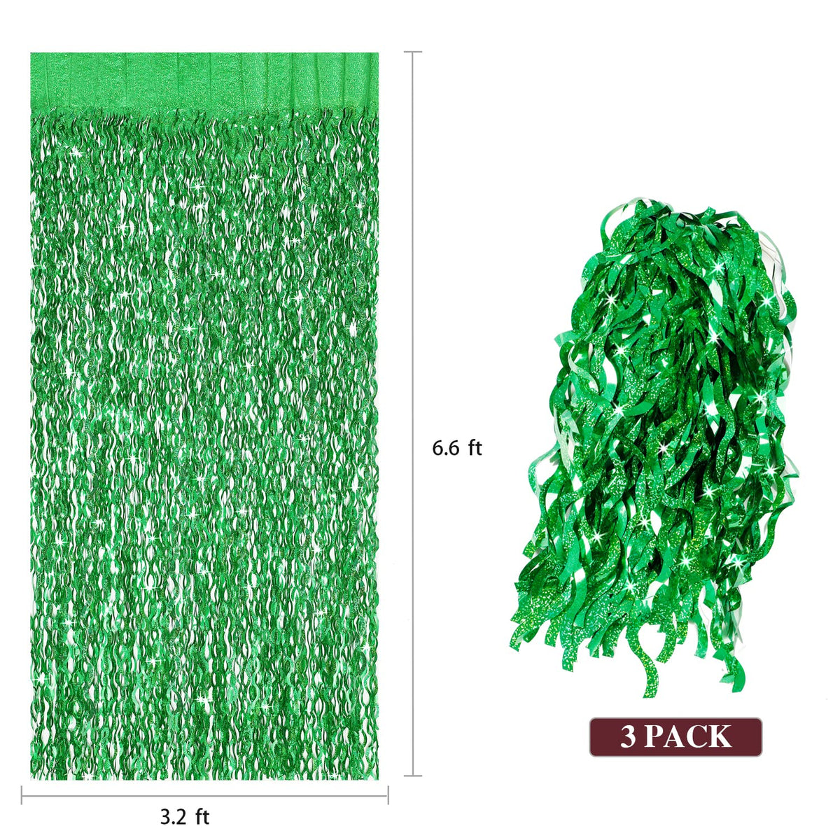 CYLMFC green foil fringe backdrop installs easily with tape.