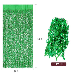 CYLMFC green foil fringe backdrop installs easily with tape.