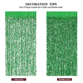 CYLMFC green foil fringe curtain can be cut to fit.