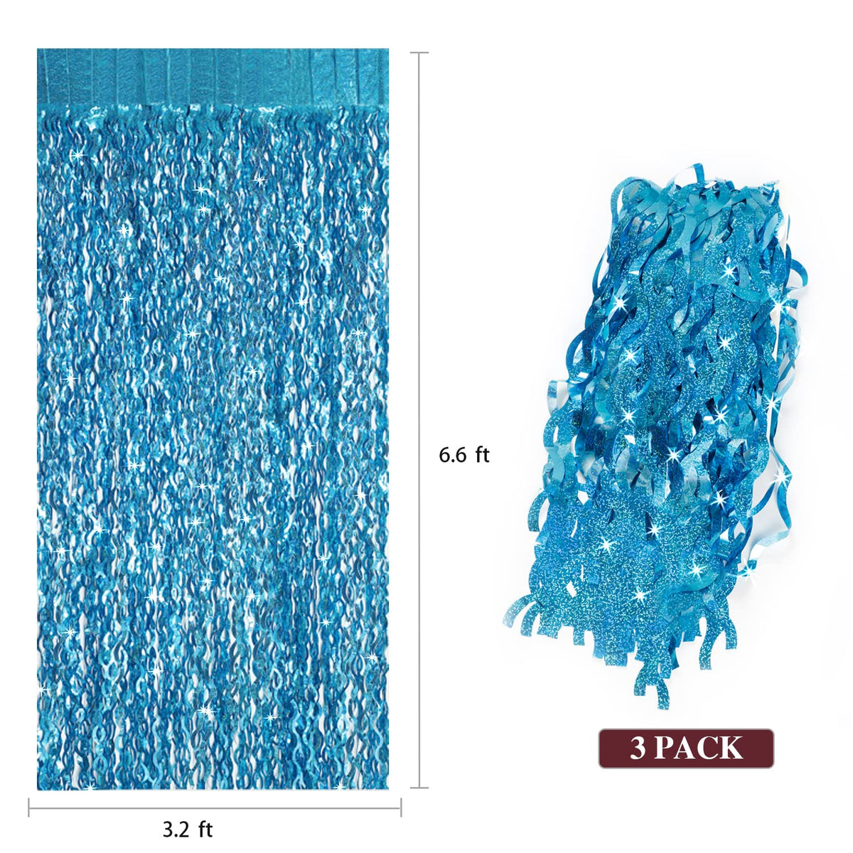CYLMFC teal foil fringe curtain backdrop closeup highlights shiny texture