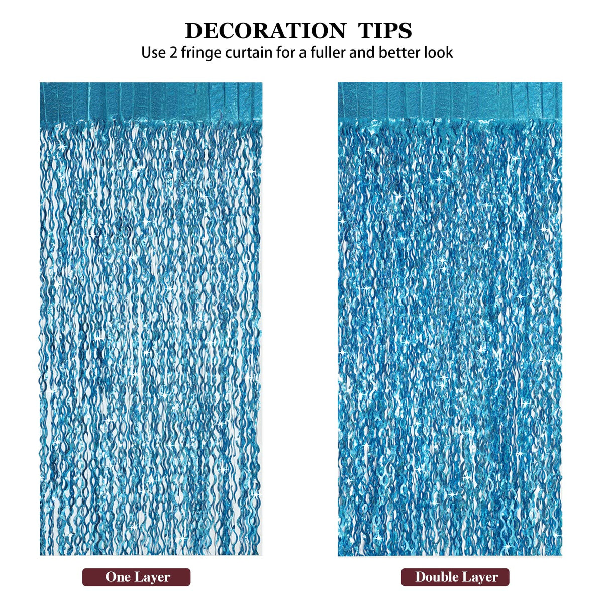 CYLMFC teal foil fringe curtain setup for party decor ideas