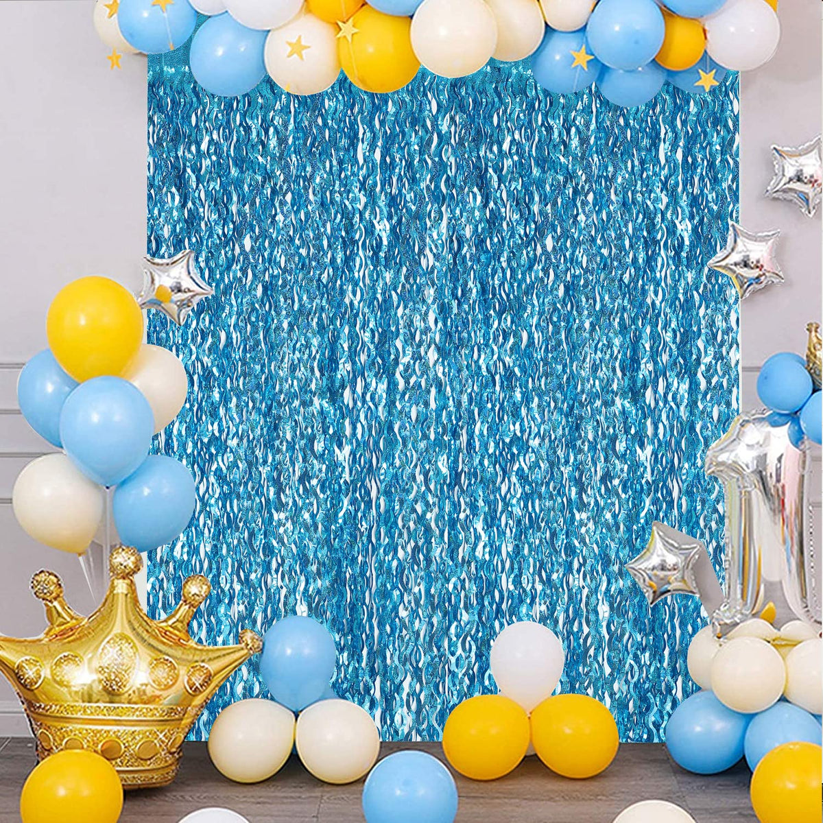 CYLMFC teal foil fringe curtain for photo booth props
