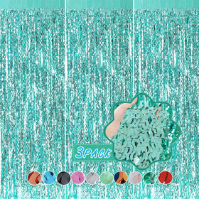 CYLMFC teal wave foil curtain backdrop for vibrant photos and parties