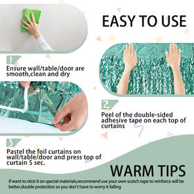 CYLMFC teal wave foil curtain creates luminous walls for selfies and captions