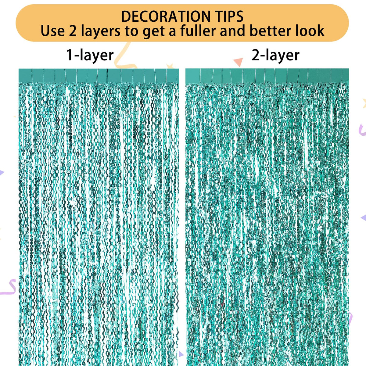 CYLMFC teal wave foil curtain costume-friendly backdrop for princess or party themes
