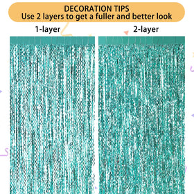 CYLMFC teal wave foil curtain costume-friendly backdrop for princess or party themes