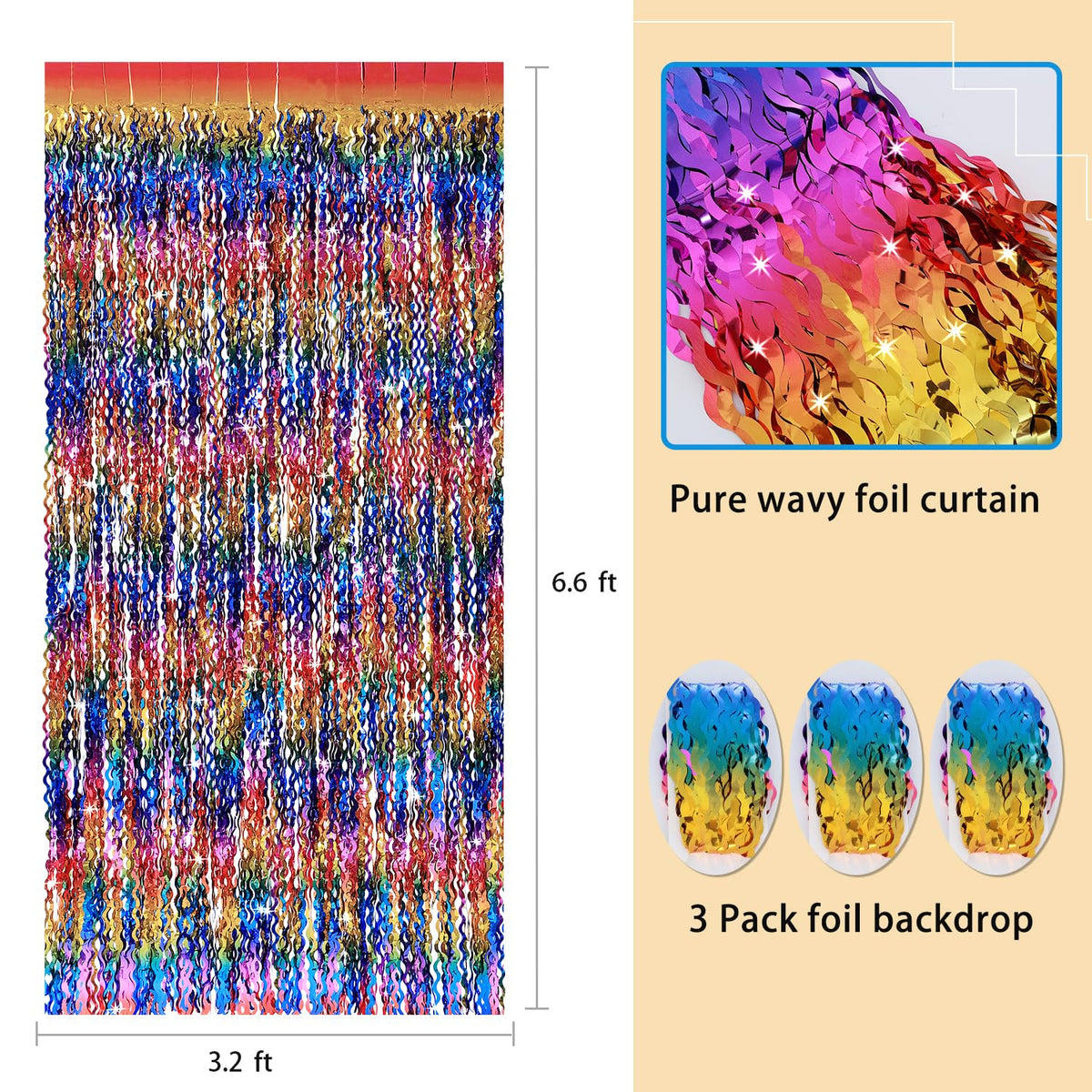 CYLMFC wavy metallic curtain backdrop enhances walls with iridescent reflections