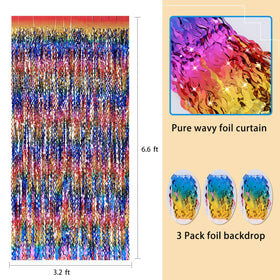 CYLMFC wavy metallic curtain backdrop enhances walls with iridescent reflections
