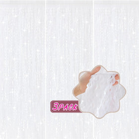 CYLMFC wavy white metallic tinsel curtain backdrop for photo booths and parties