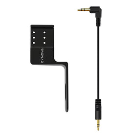 CYNOVA cold shoe mount for Rode Wireless GO keeps the microphone out of sight.