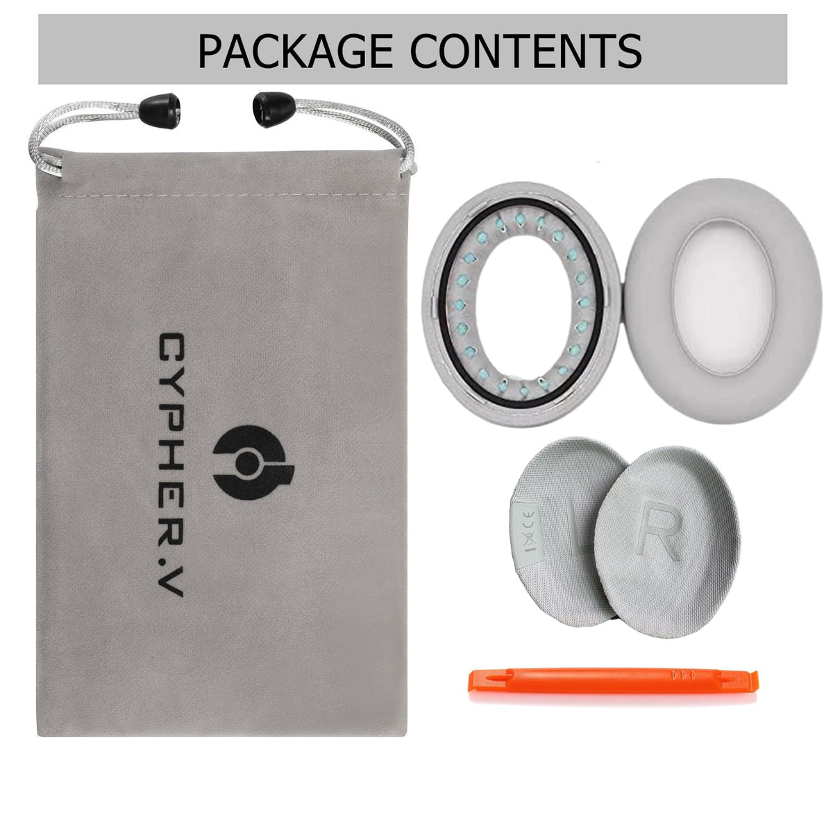 Cypher.V packaging includes a soft bag for organized storage.